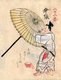 Japan: Traditional crafts and trades of the 18th century from a hand-painted album by an anonymous artist. Folio 22: An umbrella maker